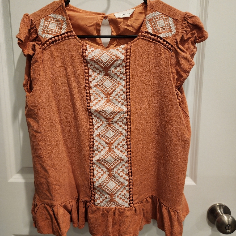 Bohme orange short sleevw blouse